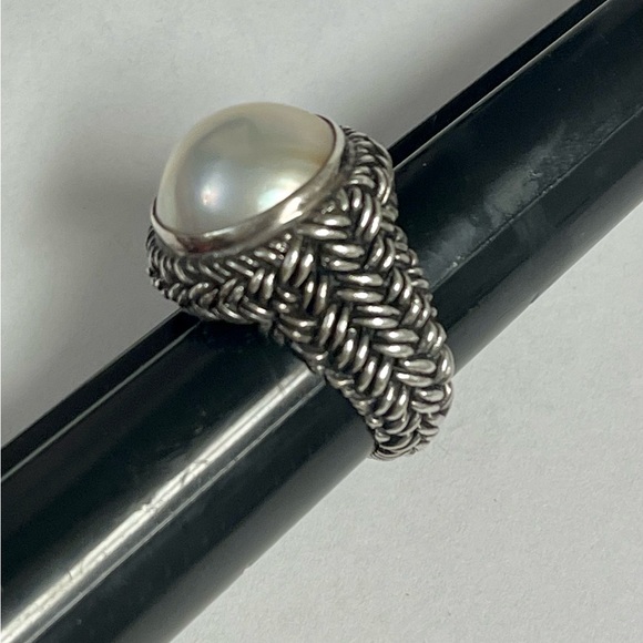 Sara Blaine Sterling Silver Pearl Ring Size 8 - Picture 9 of 10
